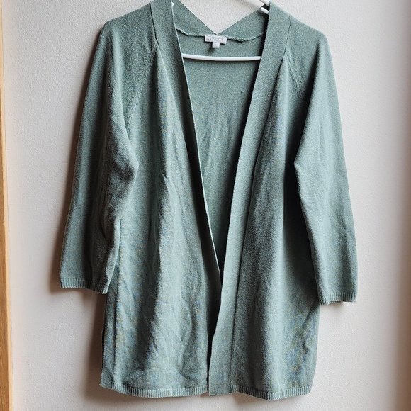 Talbots Celadon Green Open Cardigan Size Petite Medium - Picture 5 of 11